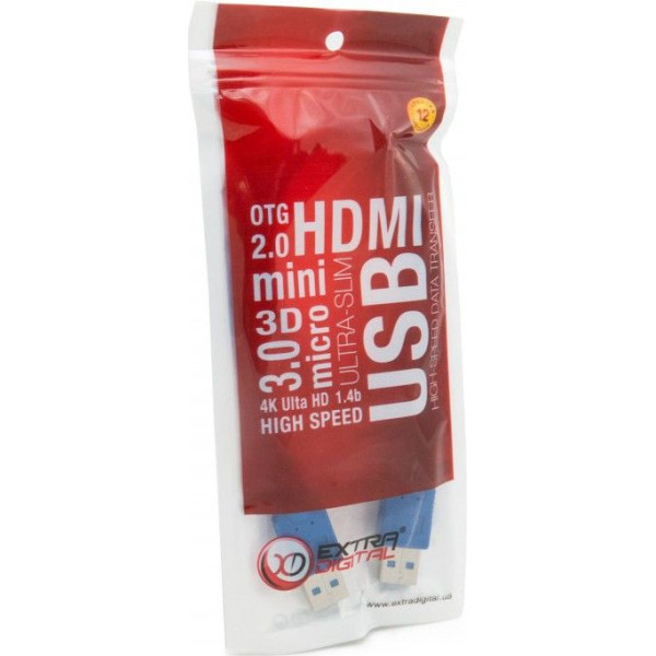 Кабель Extradigital USB 3.0 AM-AM, 0.5m, 28 AWG, Super Speed